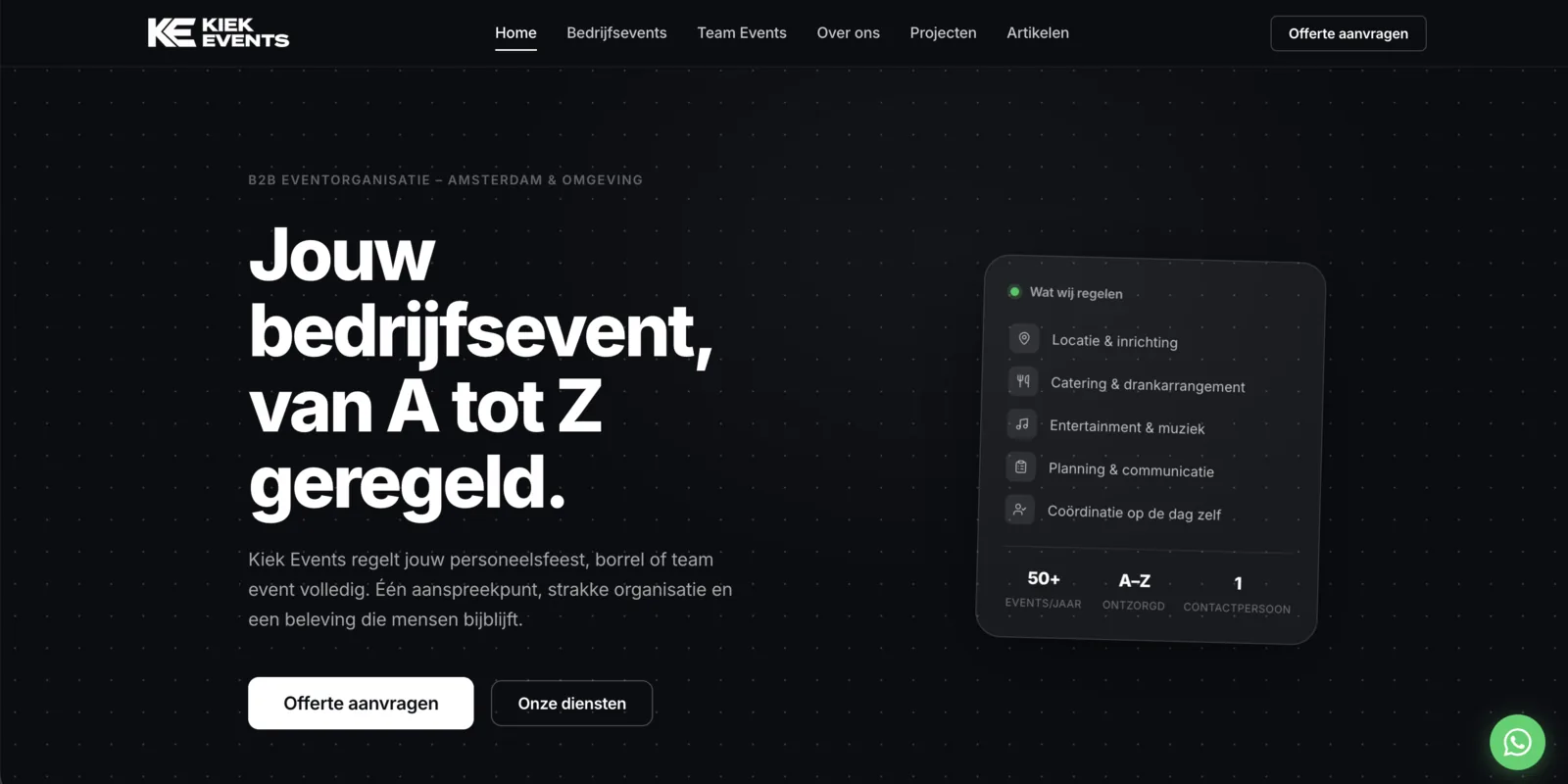 De website van Kiek Events