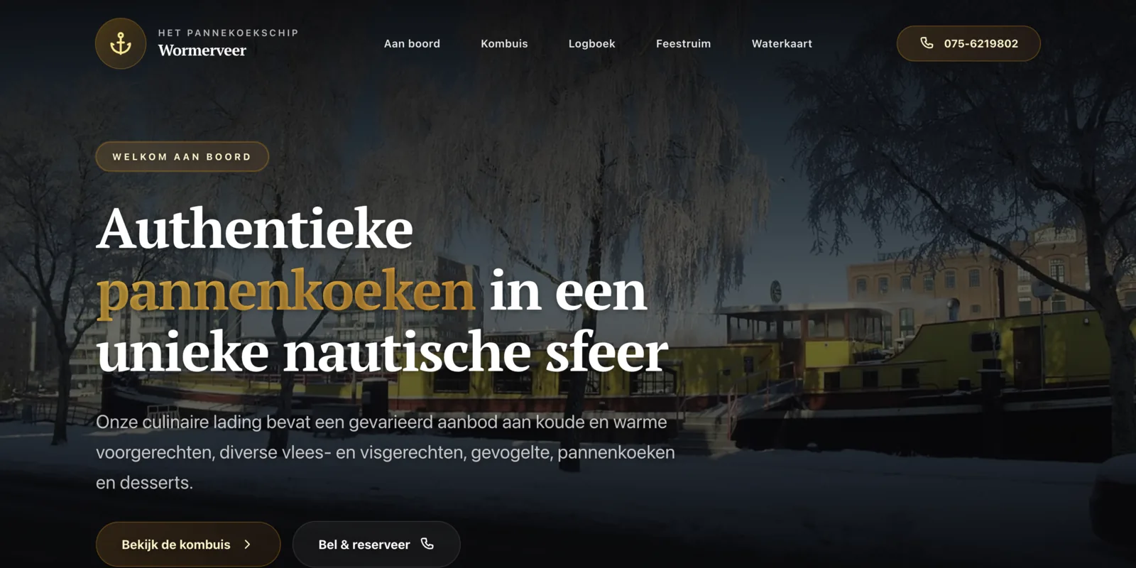 De website van Pannekoekschip Wormerveer