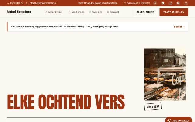 Voorbeeldontwerp voor een bakkerij, gemaakt met morgenklaar.nl