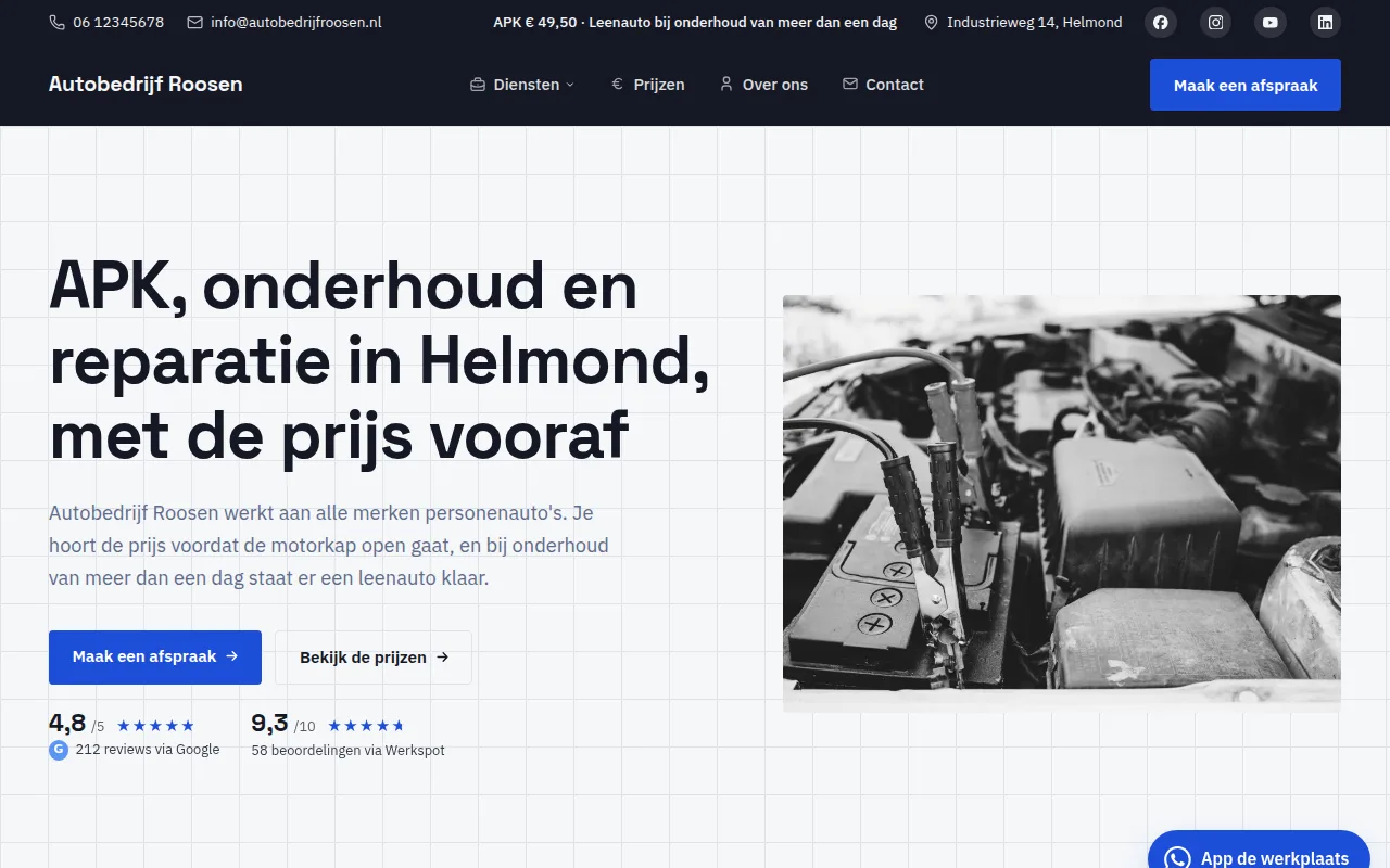 Voorbeeldontwerp: Autobedrijf Roosen