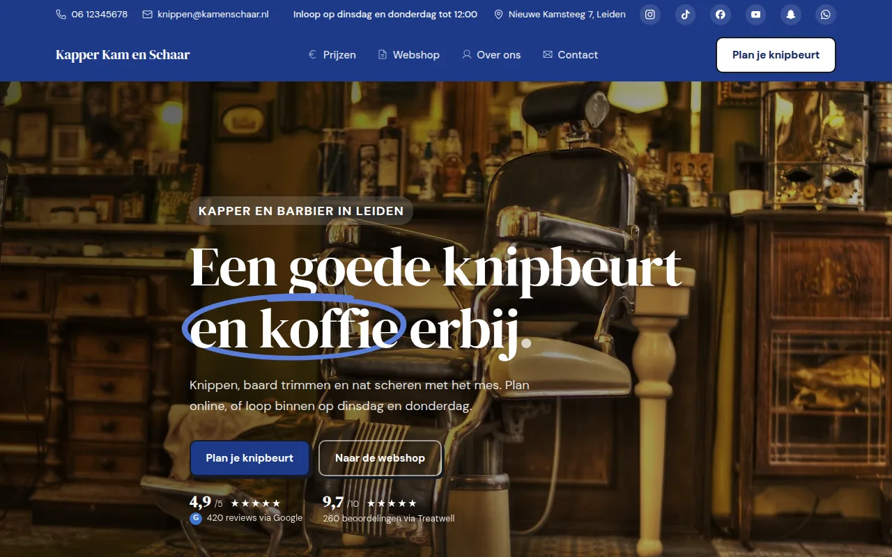 Voorbeeldontwerp: Kapper Kam en Schaar