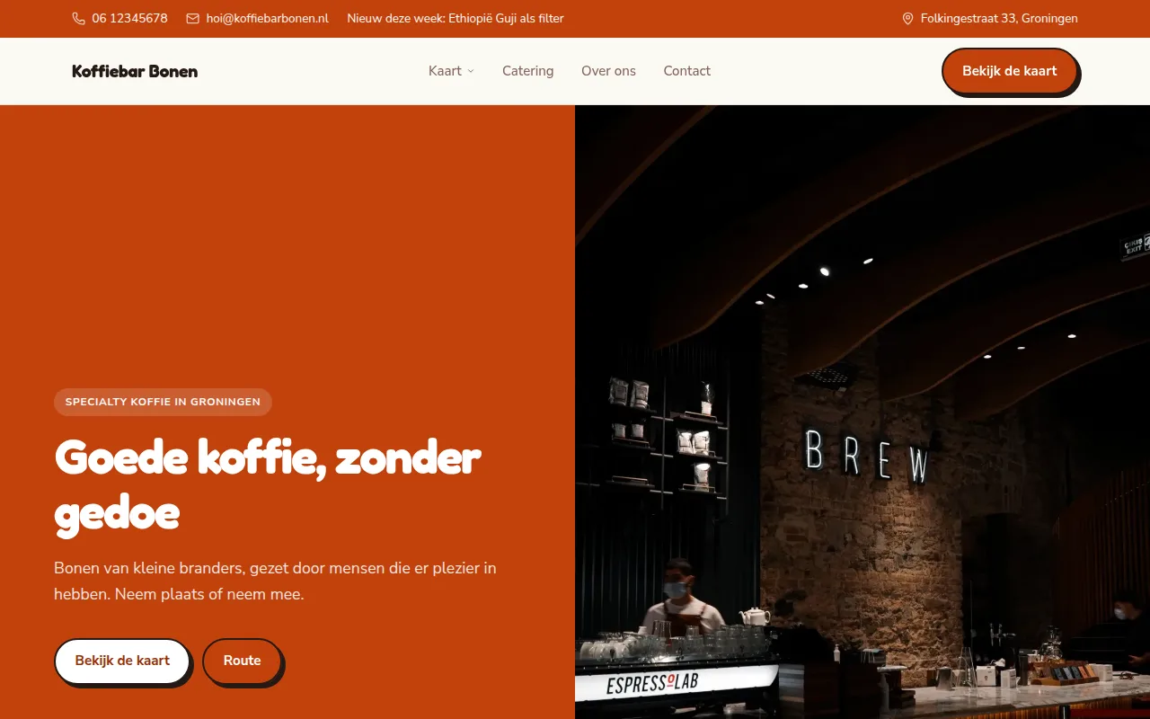Voorbeeldontwerp: Koffiebar Bonen