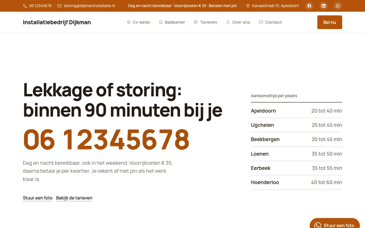 Voorbeeldontwerp: Installatiebedrijf Dijkman