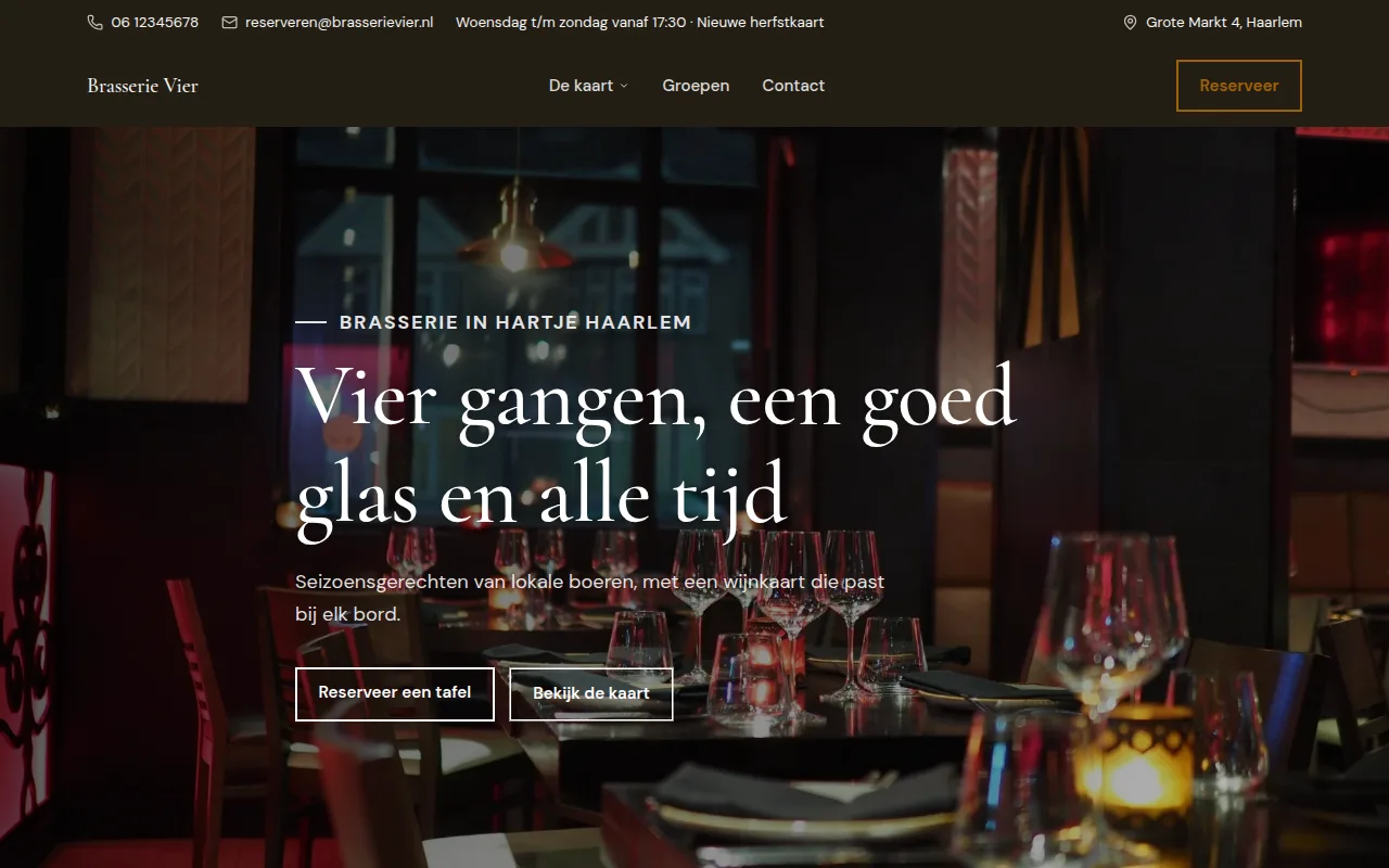 Voorbeeldontwerp: Brasserie Vier